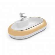 BEYAZ ALTIN ŞERİT OVAL MOBİLYA ÜSTÜ LAVABO (39,5X61,5)